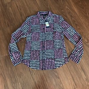Tommy Hilfiger Star Print Woven Button-Down Top Size Small NWT